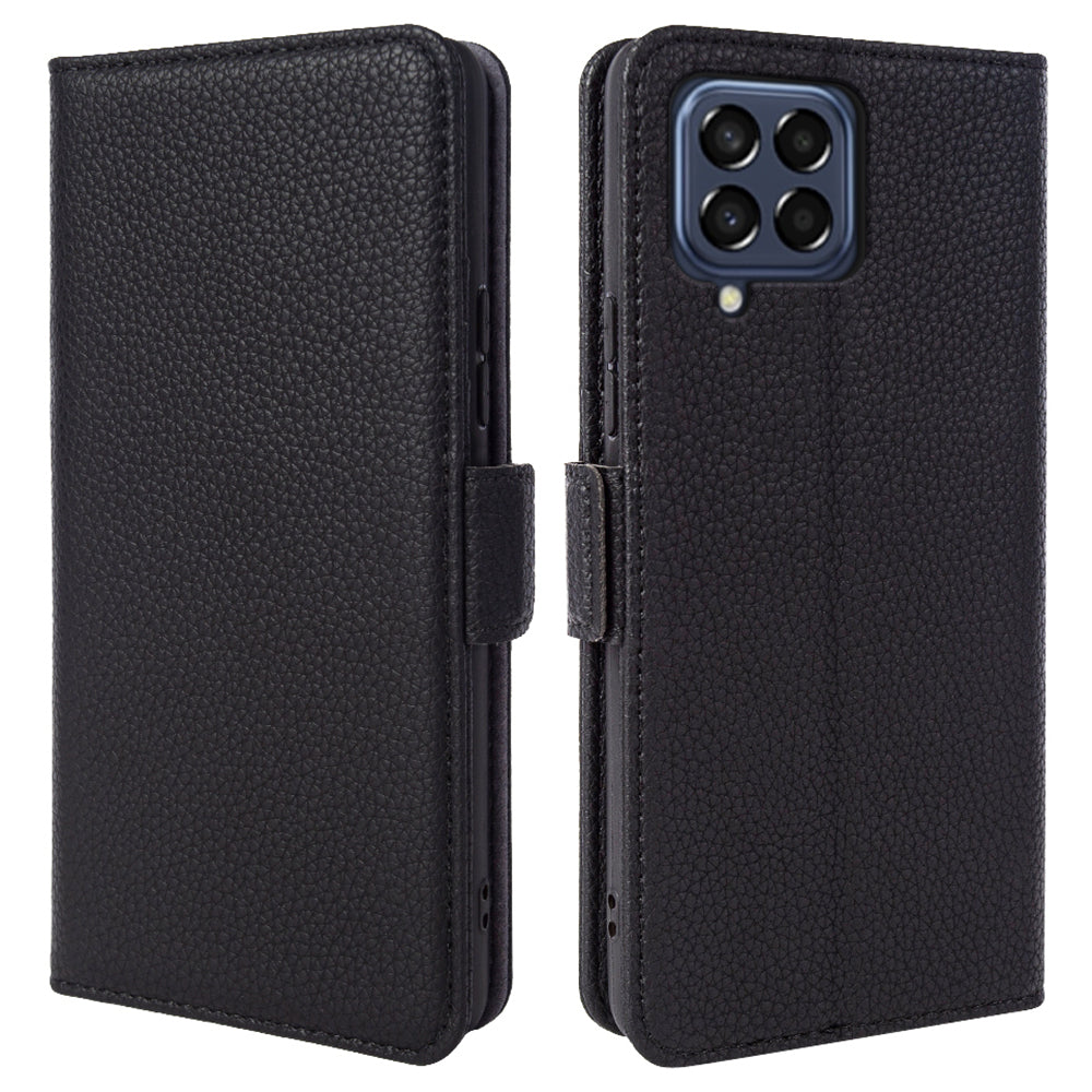 For Samsung Galaxy M53 5G Genuine Cow Leather Stand Cover Litchi Texture Wallet Phone Case For Samsung Galaxy M53 5G Genuine Cow Leather Stand Cover Litchi Texture Wallet Phone Case